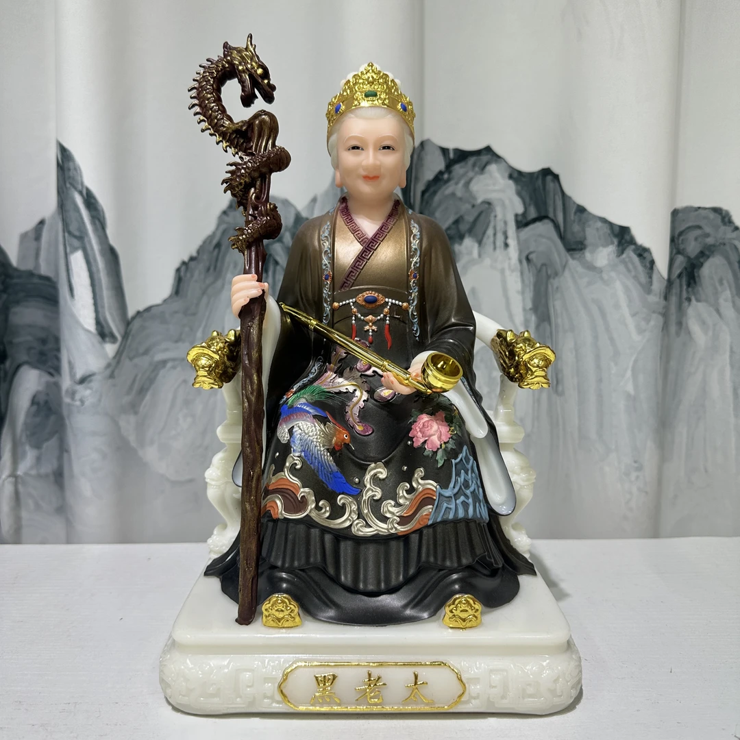 工艺品汉白玉黑老太神像黑妈妈像真身佛像黑老太像供奉铁刹山摆件
