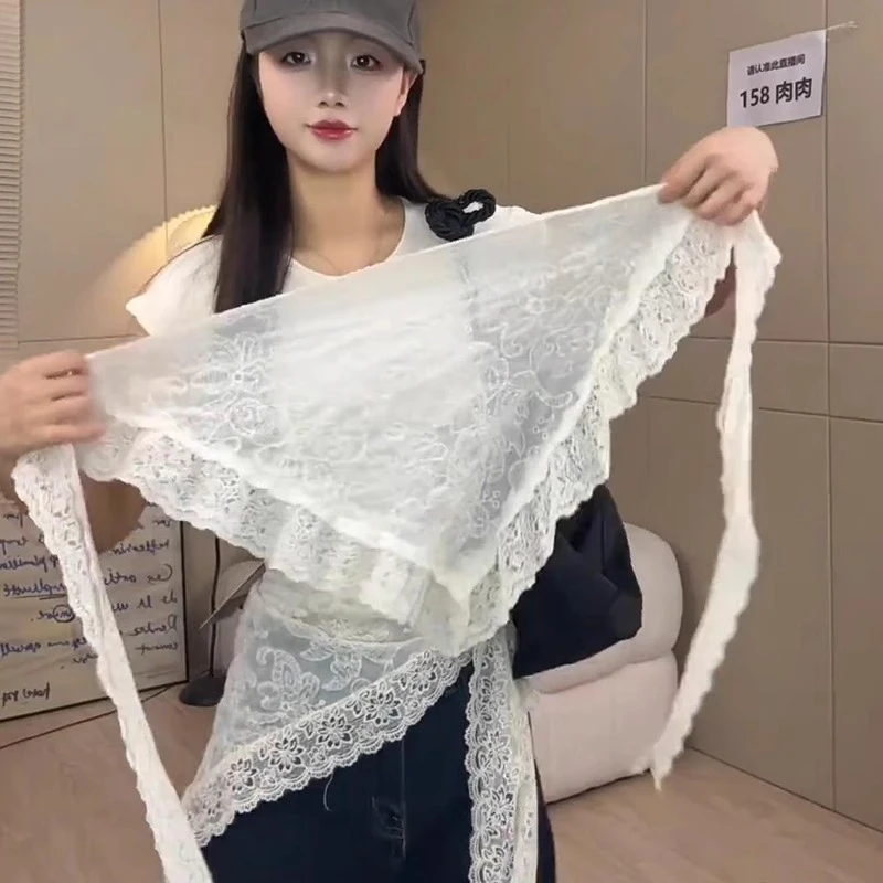 蕾丝花边腰带配饰女配裙子牛仔裤屁帘白色腰巾三角巾腰间丝带挂件