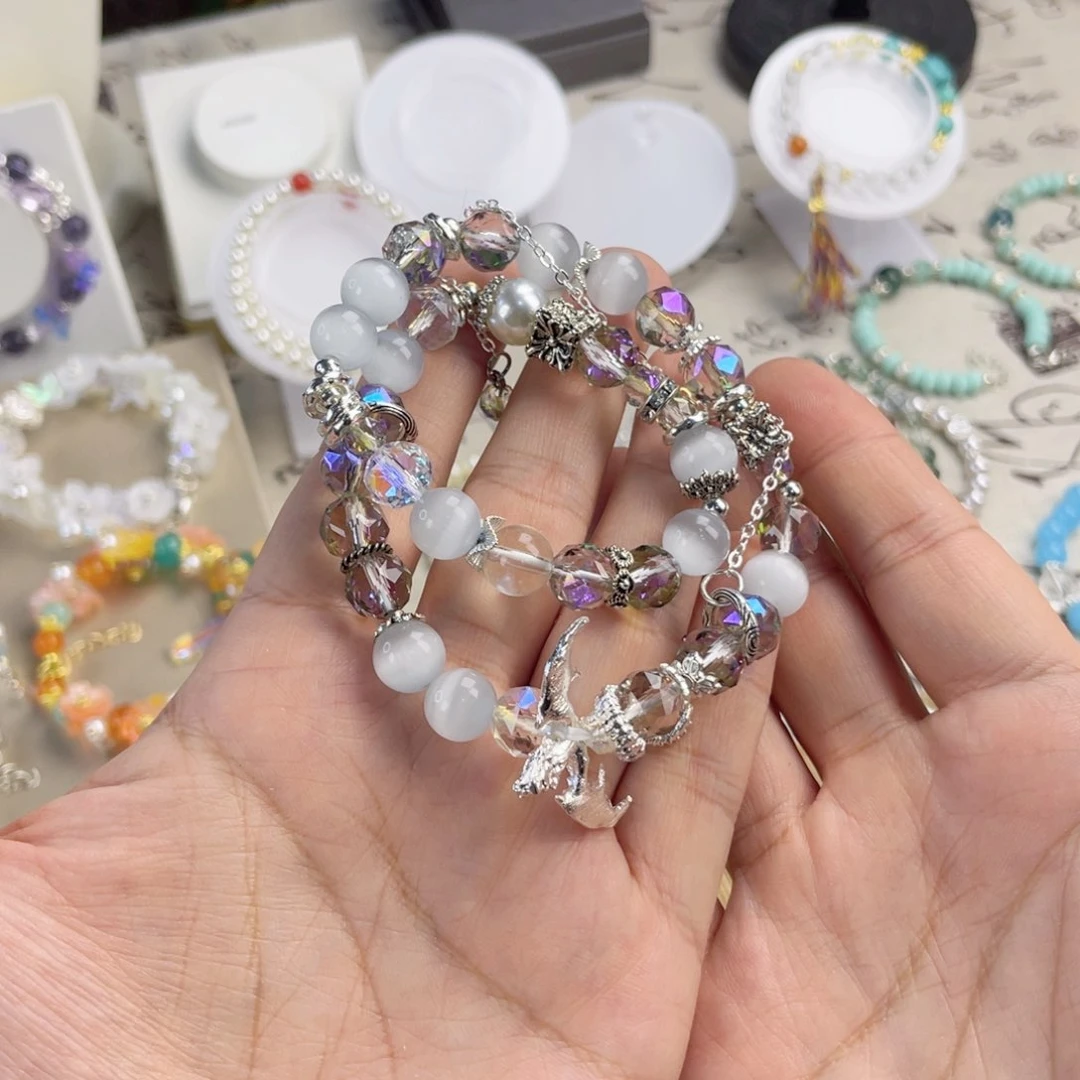 针钠钙石手链银S925镀金镶嵌