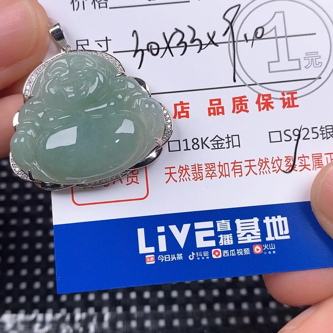 天***意翡翠银S925镶嵌颈饰