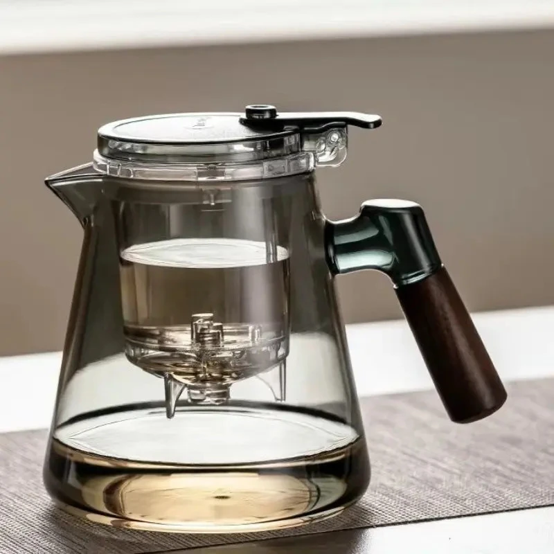 木质把手泡茶壶茶水分离玻璃耐热过滤冲茶神器功夫沏茶具家用加厚