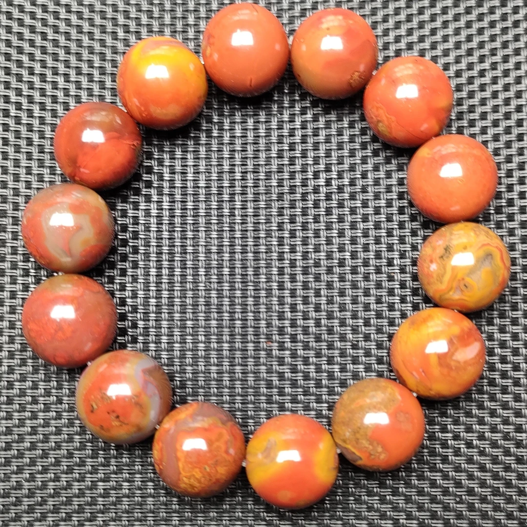 战国红玛瑙精品手串，直径17