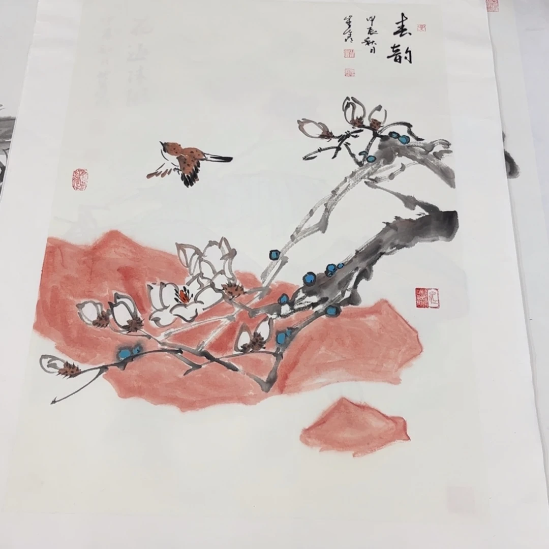 国画四尺三开花鸟艺