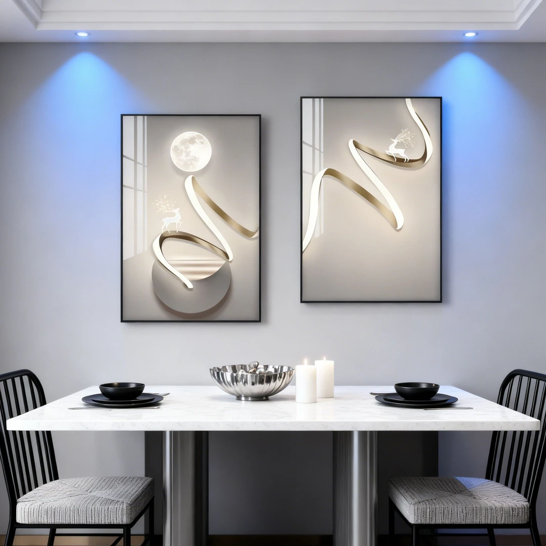 简约现代装饰画双联组合饭厅挂画石来运转现代装饰画轻奢卧室挂画