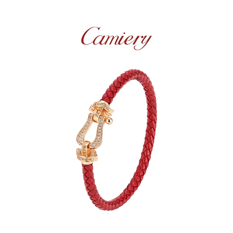 CAMIERY 时尚轻奢红绳马蹄扣手链百搭编号c078