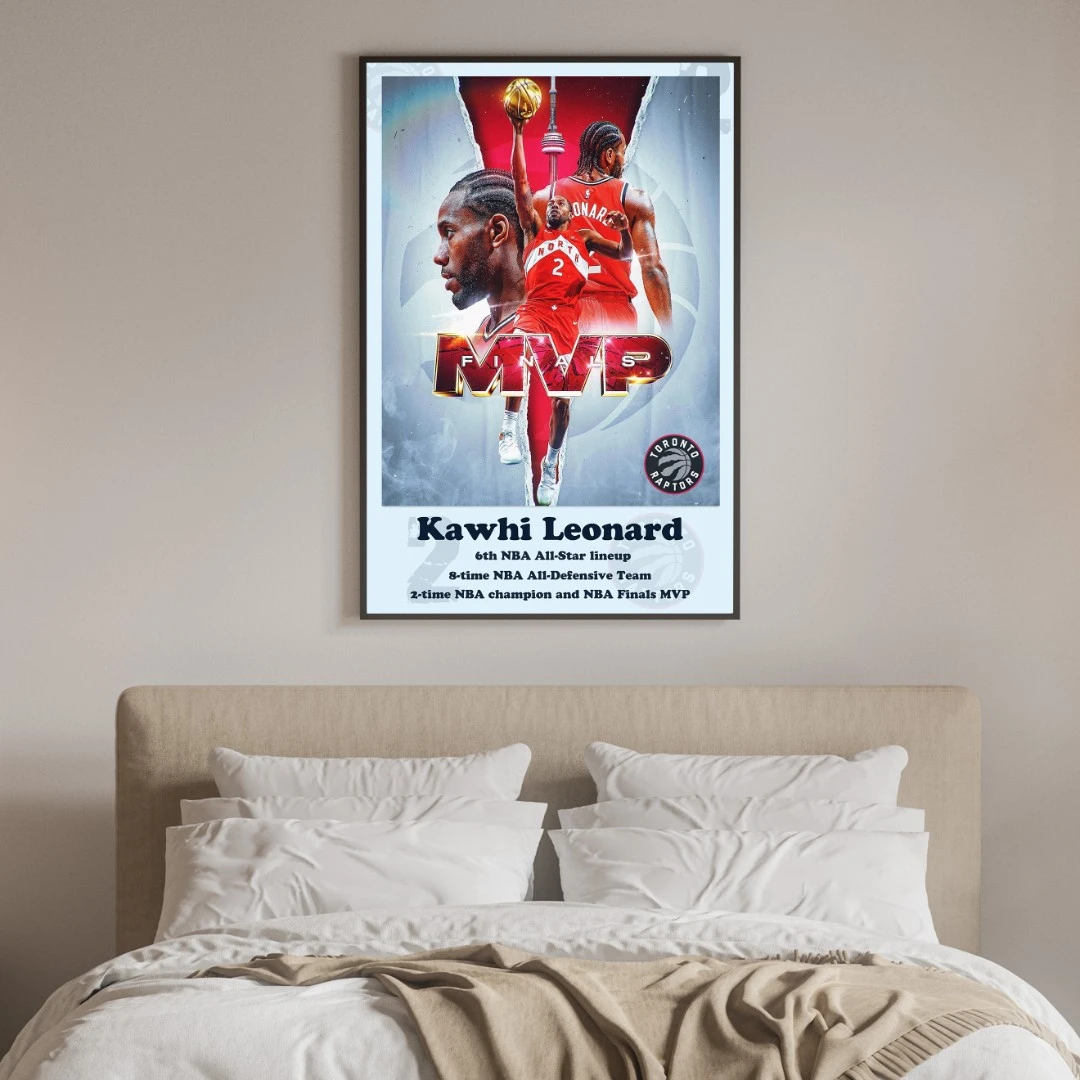 【伦纳德】球星球衣装饰画现代设计装裱画卧室客厅晶瓷画装饰