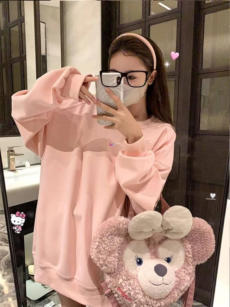 卫衣女秋冬季上衣宽松休闲洋气减龄中长款长袖T恤遮肚盖屁股外套