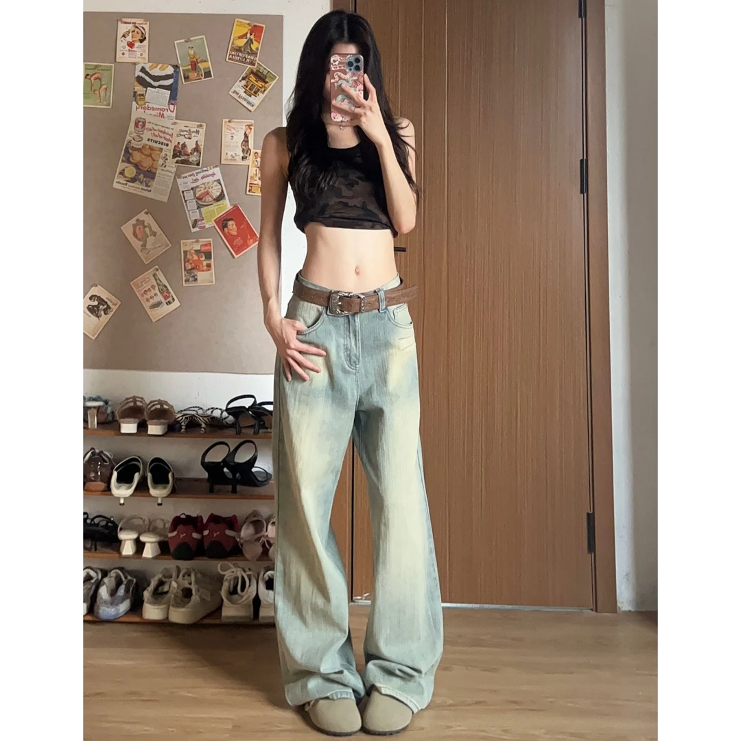 WANWAN万万同款新配色!废土色!牛仔裤夏季女生显瘦遮头百搭ootd