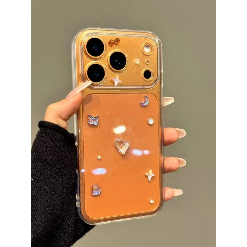 韩系ins简约透底彩色爱心星星适用iphone17promax苹果16pro手机壳