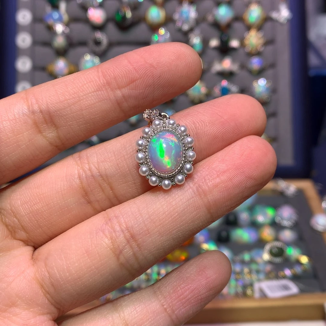 银S925镶嵌欧泊吊坠S****e