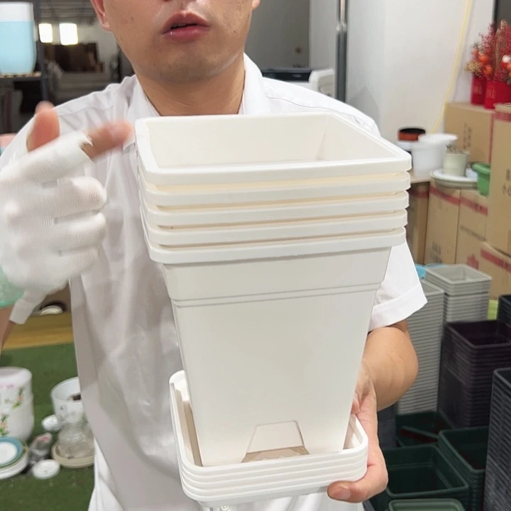 正品方形口16高18白色带托5个