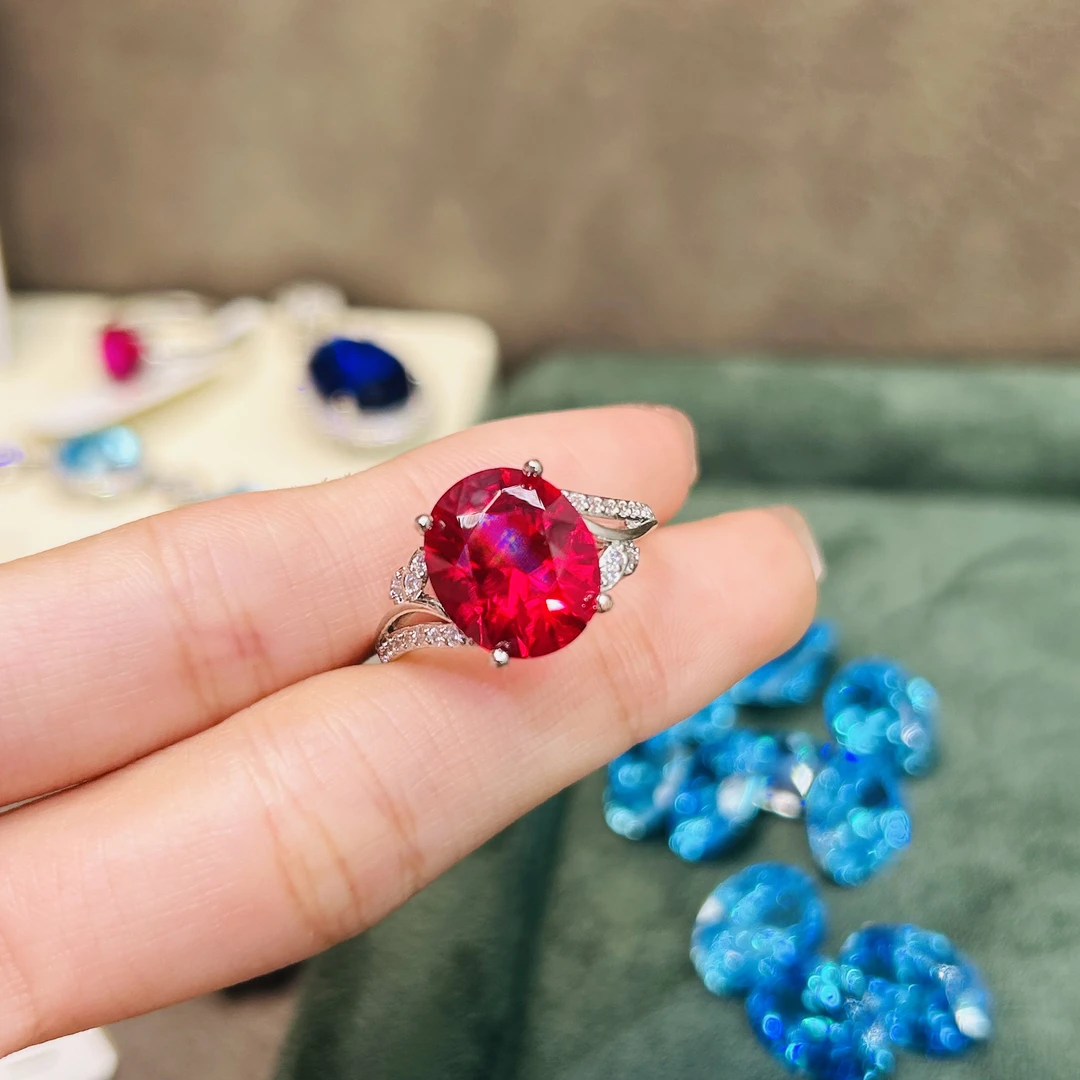 培育红宝石培育红宝石【红锦上添花】8克拉满钻精致戒指 活口圈998