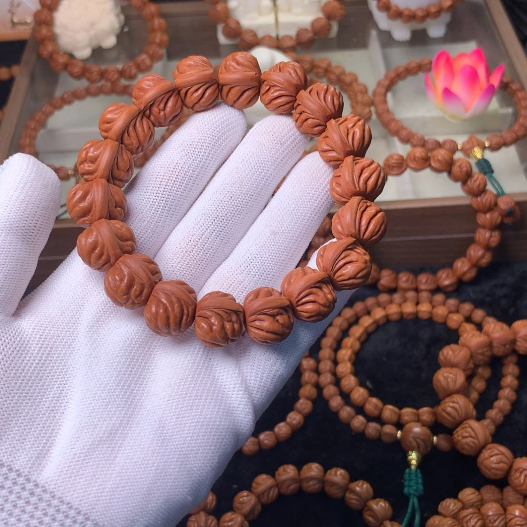 @***好桃核吊坠双脊龙手串17