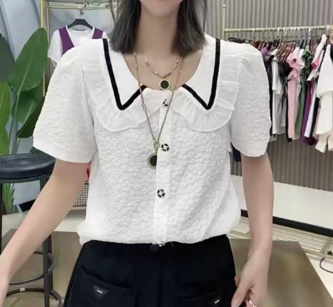 2025夏季胖MM减龄气质百搭遮肉小衫新款洋气韩版上衣女