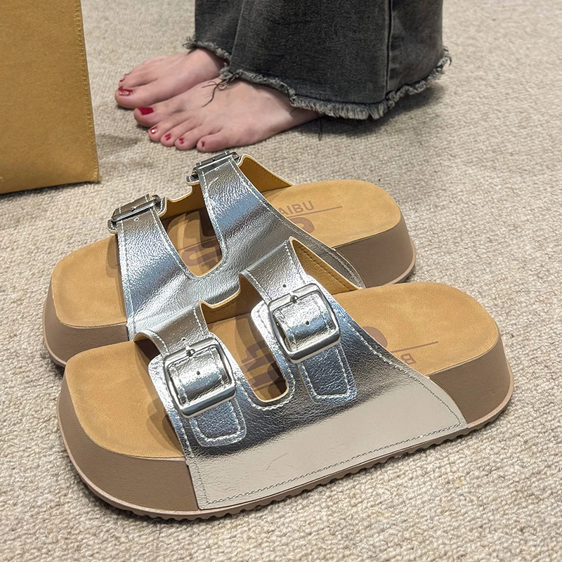 超火网红勃肯凉鞋女款休闲一字带凉鞋平底户外外穿百搭时尚女鞋