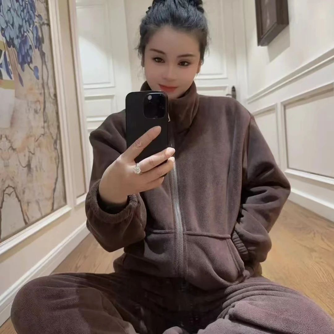 2025年新款升级海豚绒l立领可外穿睡衣家居服情侣款套装