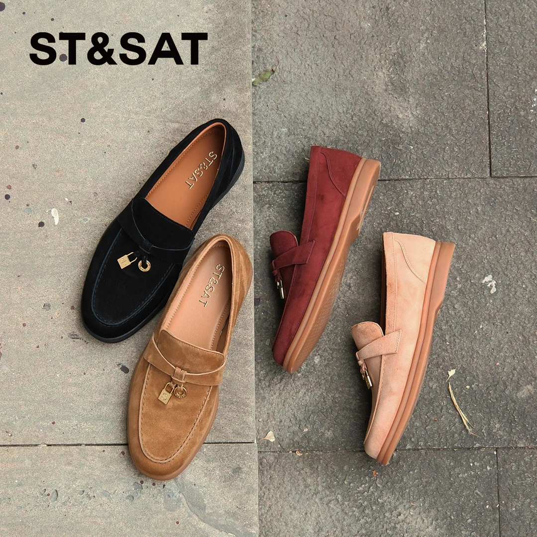 星期六休闲通勤鞋流光复古风乐福鞋秋季软底舒适百搭职场女鞋1B07