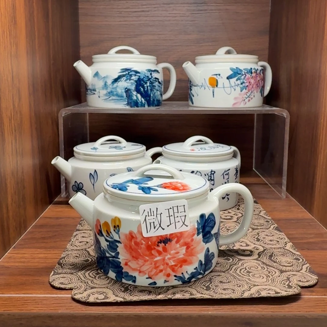 釉下手绘茶具微瑕