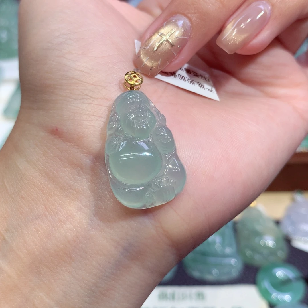 吊坠(不含链)18K金镶嵌翡翠