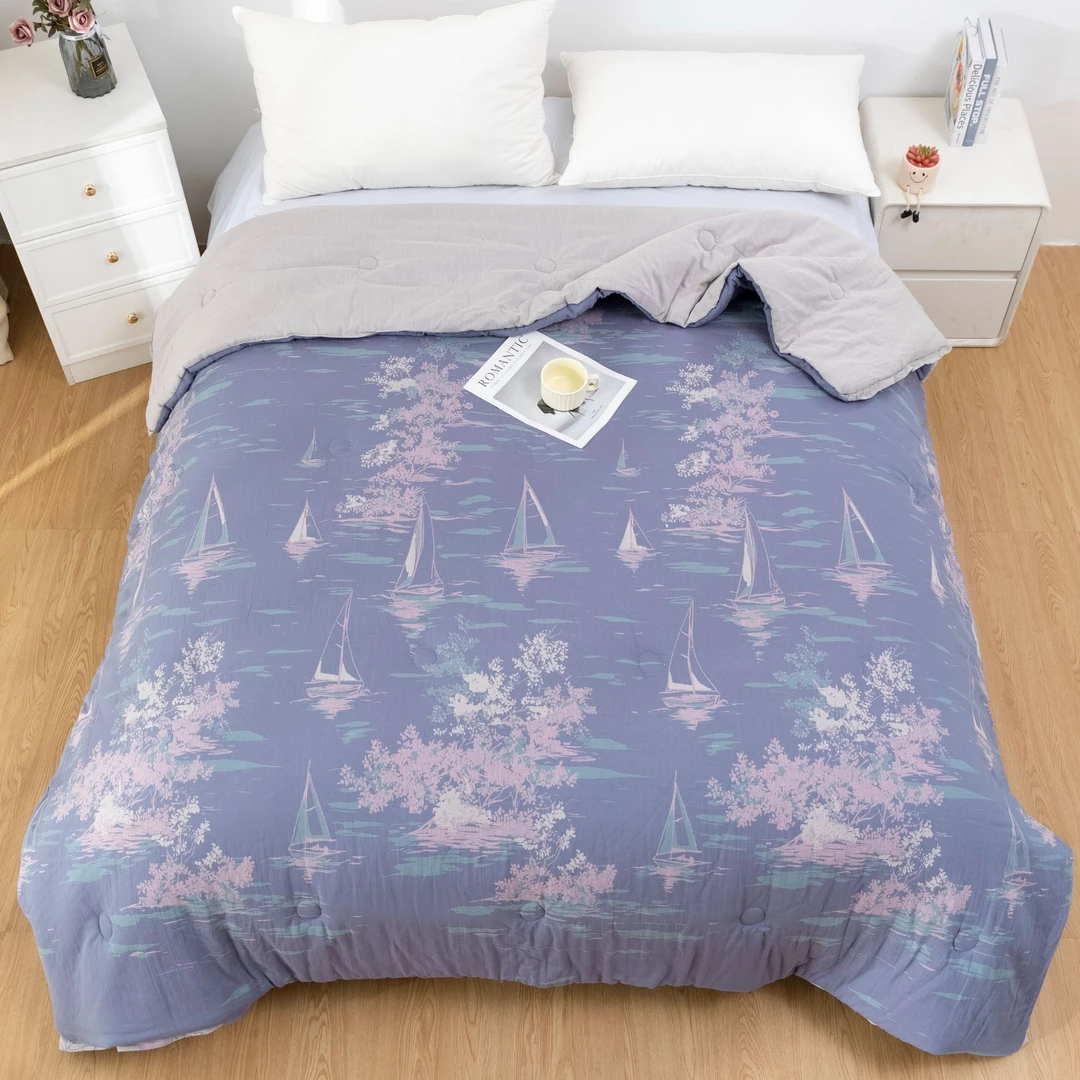 【一帆风顺】200*230双人纯棉双层纱高端亲肤成人冬被被子