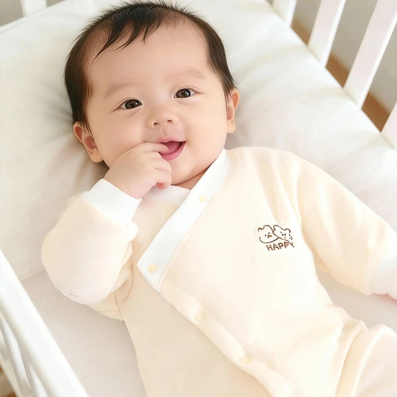 【40克手工棉服】新生儿蝴蝶衣薄棉保暖衣婴儿连体衣秋冬新生儿哈衣