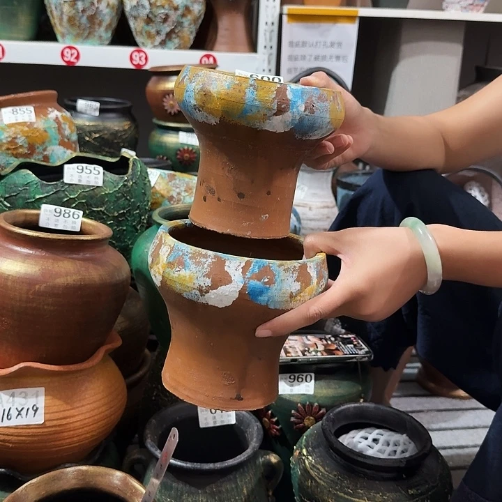 彩绘火锅一对600高度14口径14