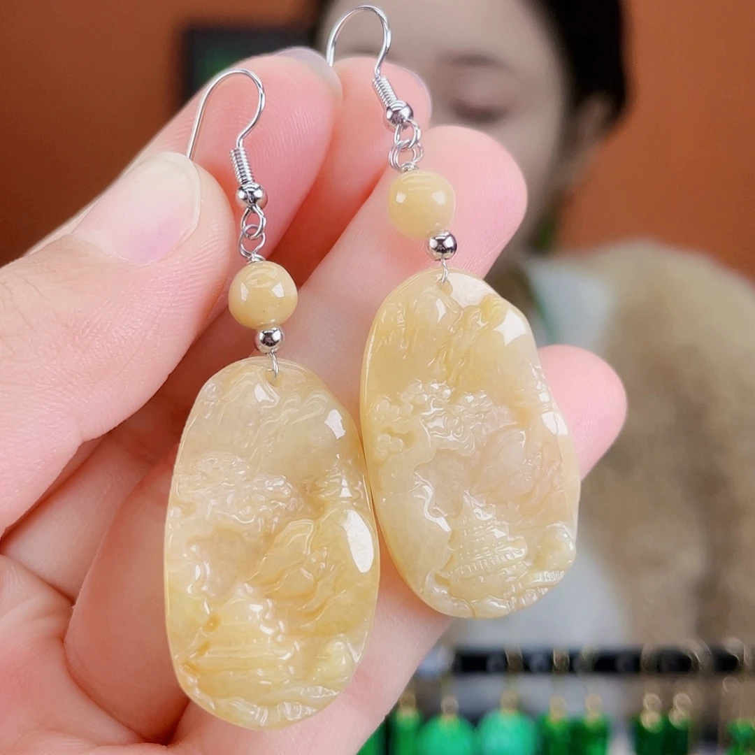 翡翠未镶嵌耳饰饰品