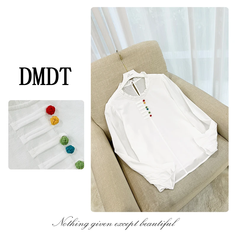 【DMDT潮牌】2025新品 “温柔生长”彩色纽扣显瘦长袖衬衫9243898