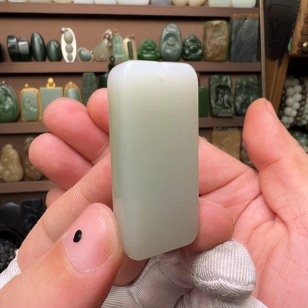 和田玉未镶嵌颈饰俄高清白细肉文人无事牌小精品