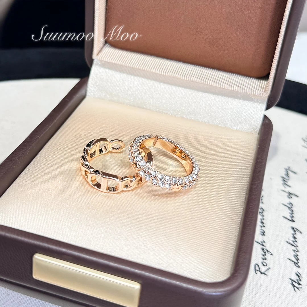 铜合金合成锆石戒指 法式时尚新款猪鼻子戒指 ABC组合到手三个