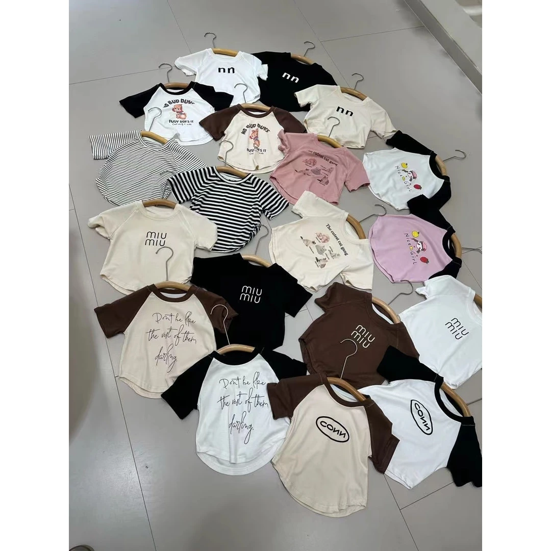 木子-8083-女童夏季时尚样衣因忽视字母短袖短款版型