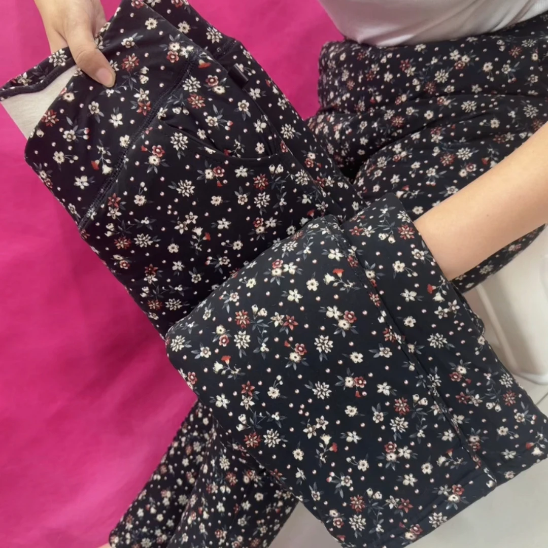 冬季女士外穿加绒加厚高腰弹力大棉裤