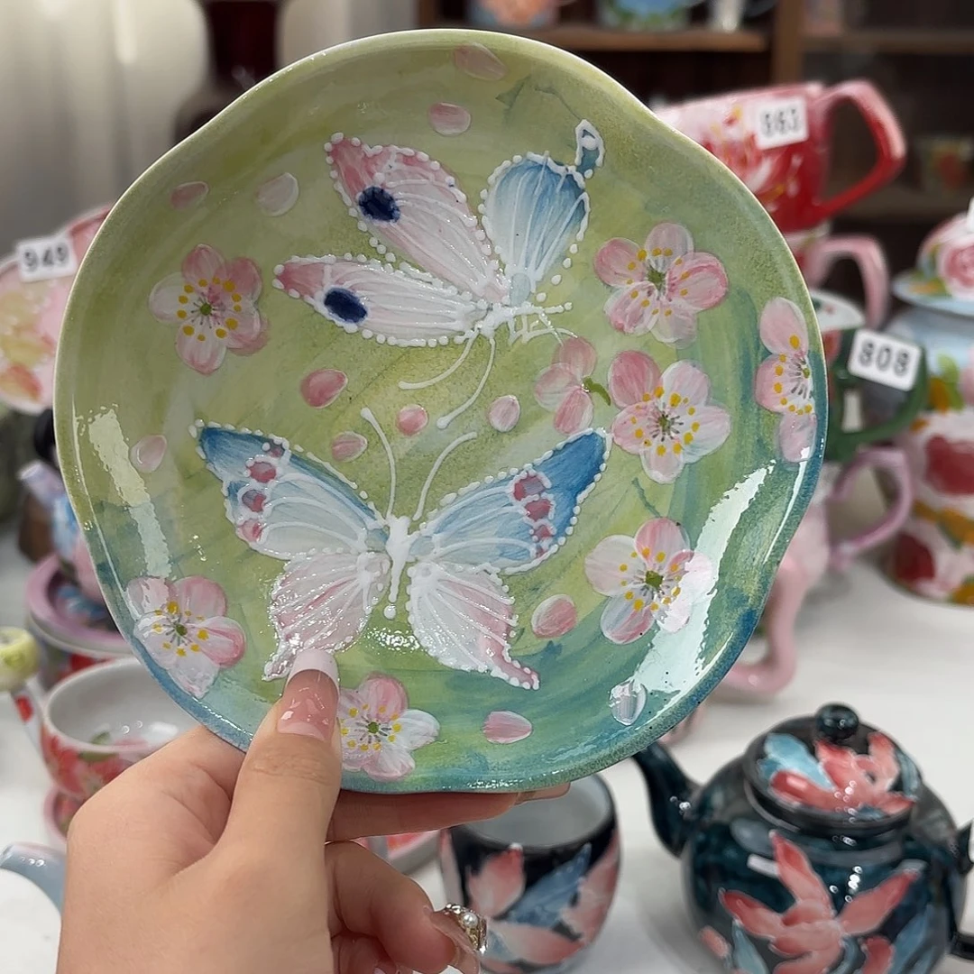 瓷片景德镇手绘高温釉下彩陶瓷茶具