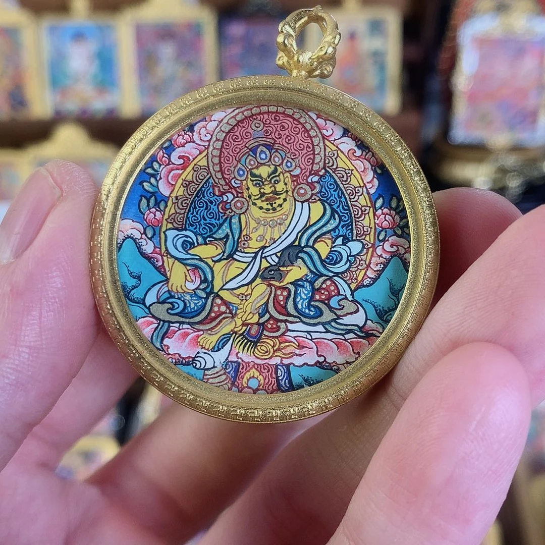 吊坠黄财神热贡纯手绘唐卡 福利3.5