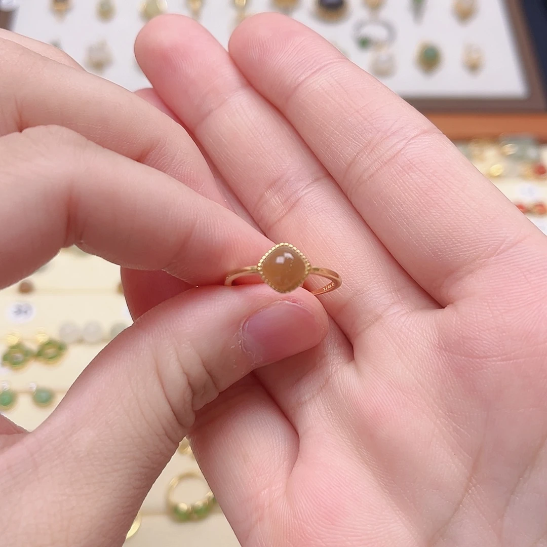 麻***团银S925镶嵌戒指和田玉