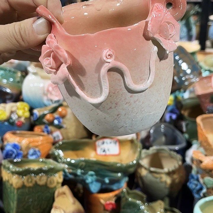 瓷片花盆多肉植物艺术品