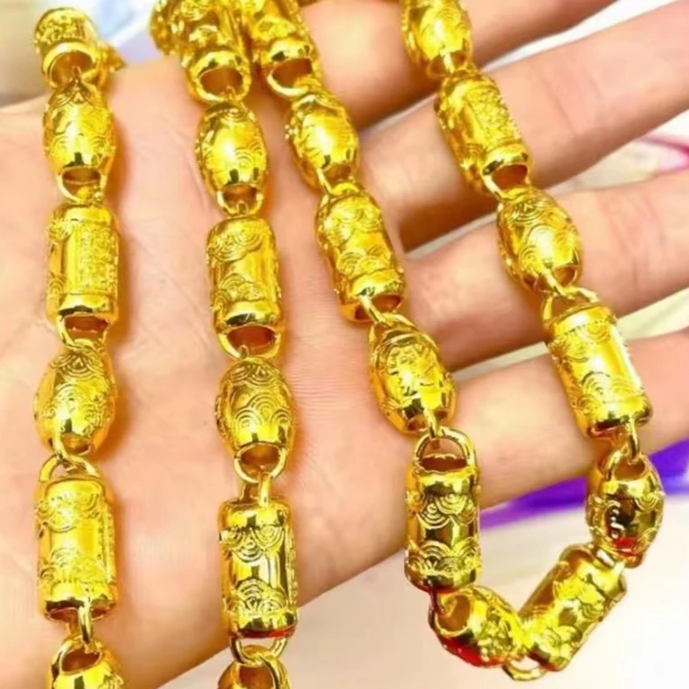 合金项链 男士精品（桶珠项链饰品）男款精美时尚百搭不掉色经典