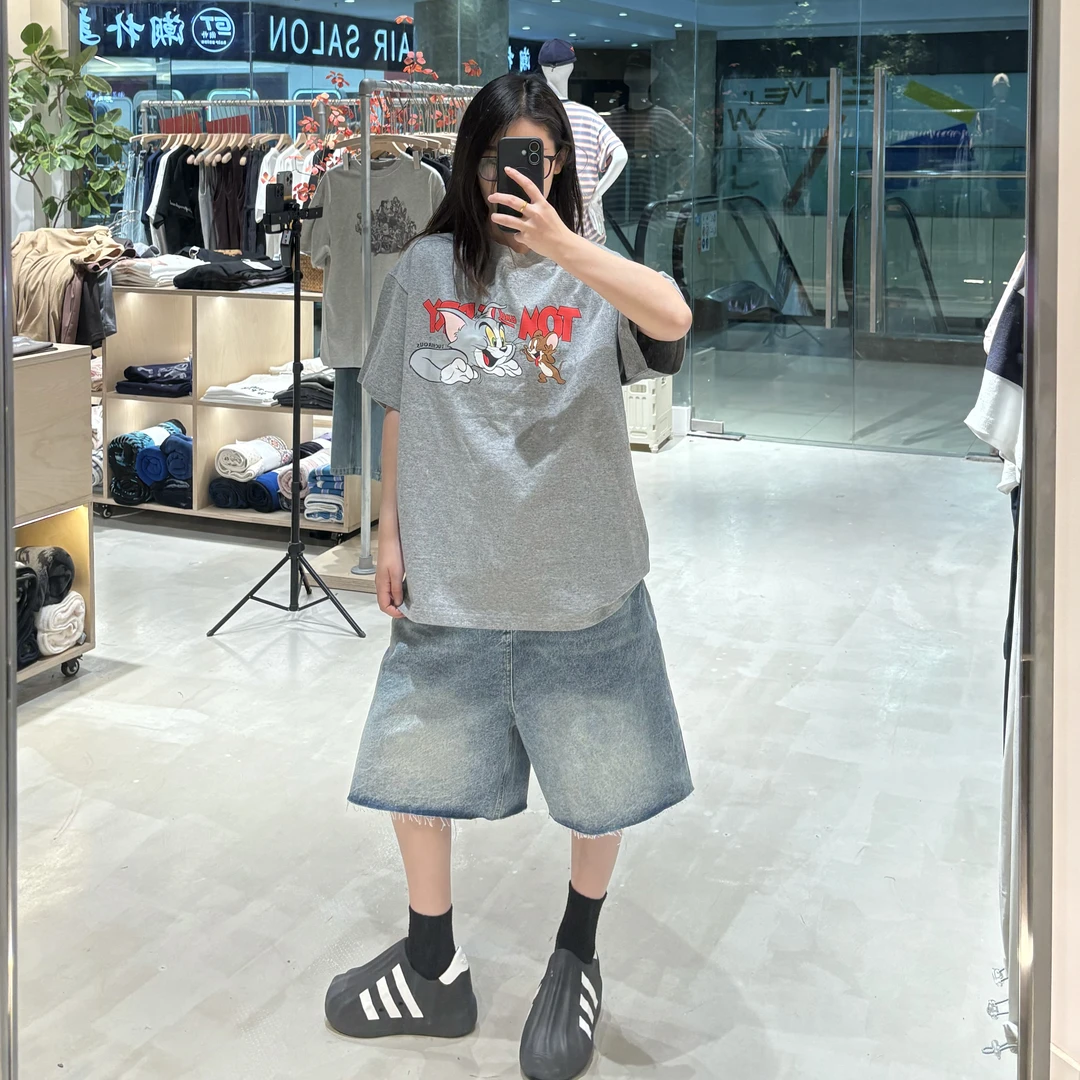 夏季新款小猫小老鼠印花短袖时尚百搭情侣潮流T恤 LF25186