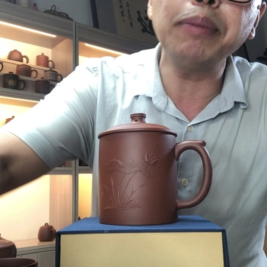 茶杯紫泥微瑕荷趣杯容量450