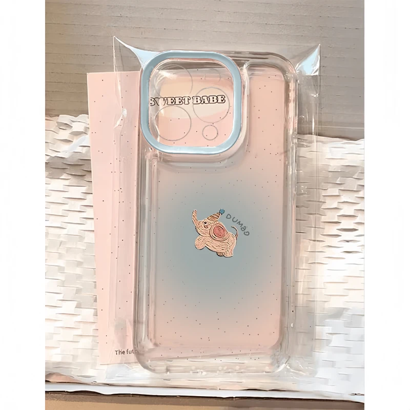 欧克里里晕染小象适用苹果16promax手机壳华为P70vivo小米15oppo