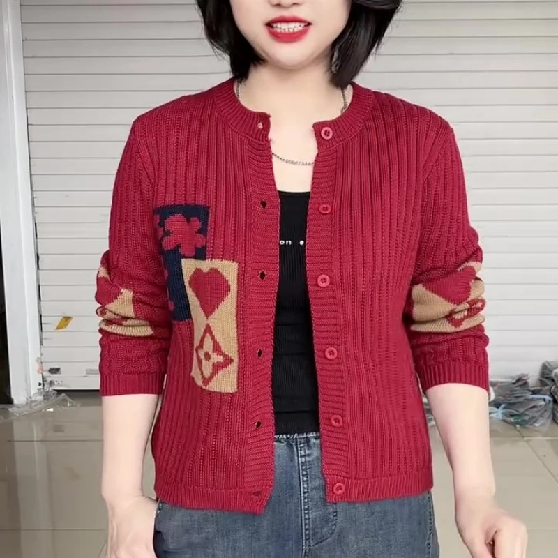 时尚百搭休闲圆领针织开衫女设计减龄文艺风毛衣外搭上衣外套