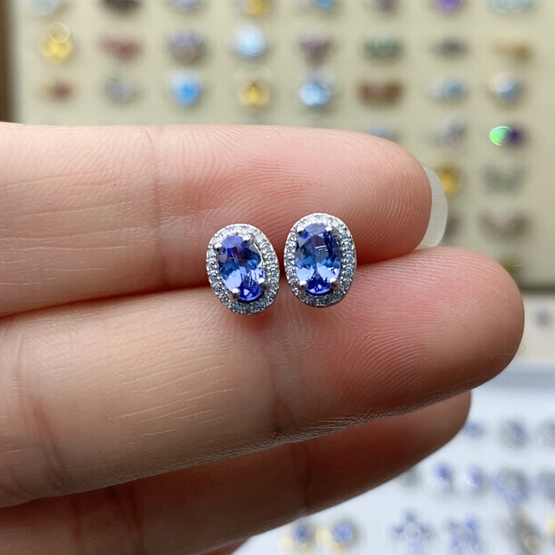 坦桑石耳钉银S925镶嵌小*需要证书备注