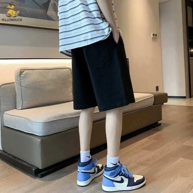 短裤男夏季宽松潮流百搭五分裤黑色纯男薄款沙滩裤潮牌ins运动裤