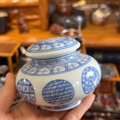 蜜安罐瓷香炉锡茶则