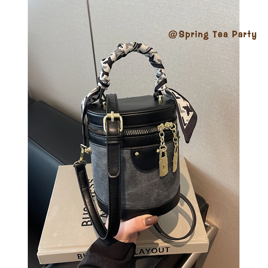 法式高级感小众斜挎包手提水桶包大容量单肩包女