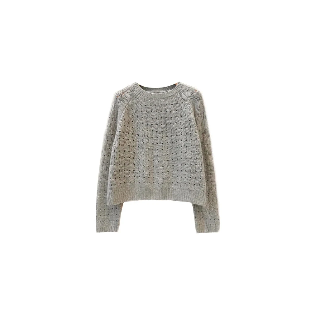 【ian】高级感长绒 编织格纹厚款套头毛衣