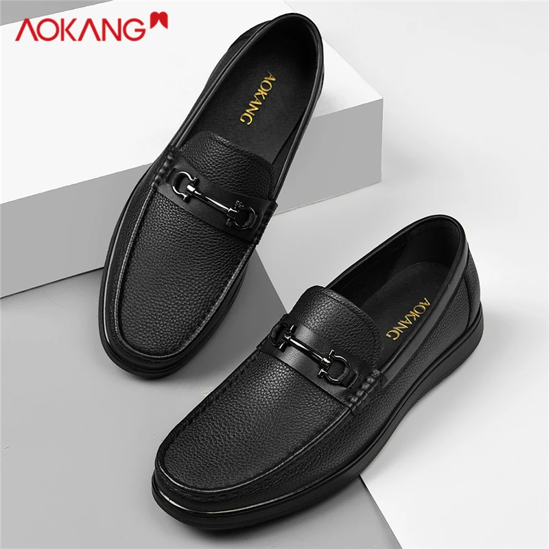 Aokang/奥康官方旗舰官网正品皮鞋商务休闲鞋软底豆豆鞋一脚蹬鞋