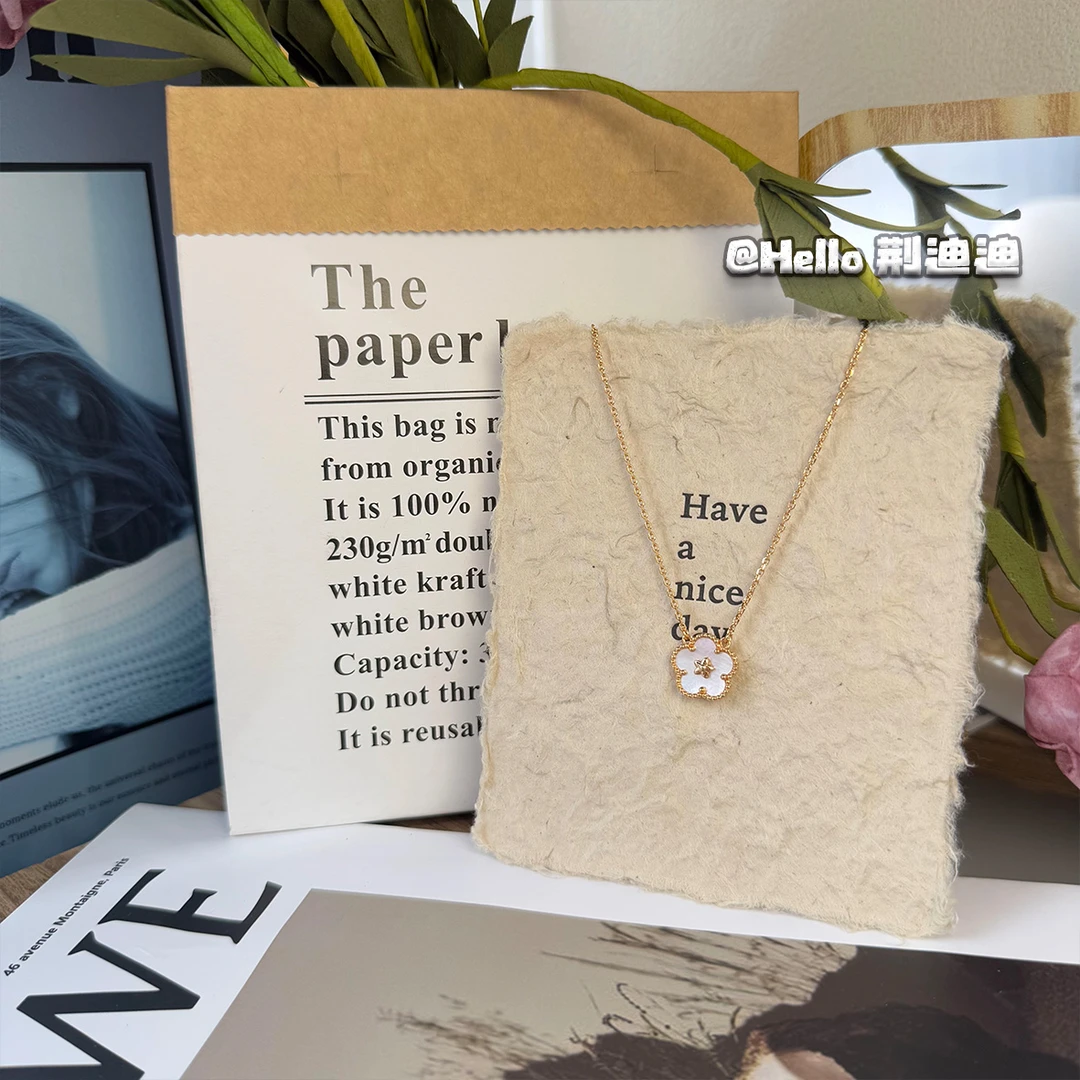 铜合金贝壳项链 铜合金轻奢简约梅花白贝项链XL-1089