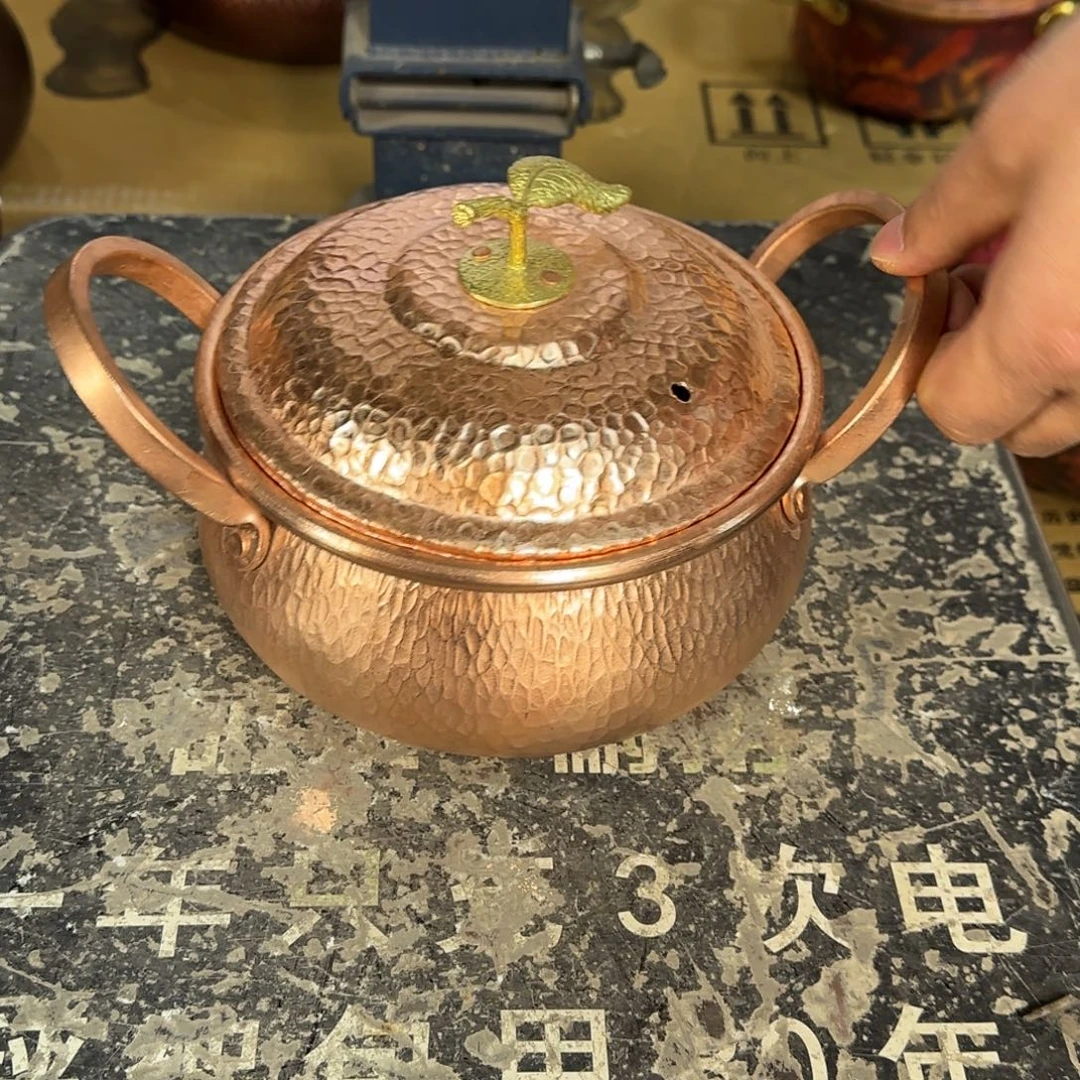 铜16cm燃气原色叶子款双耳汤锅