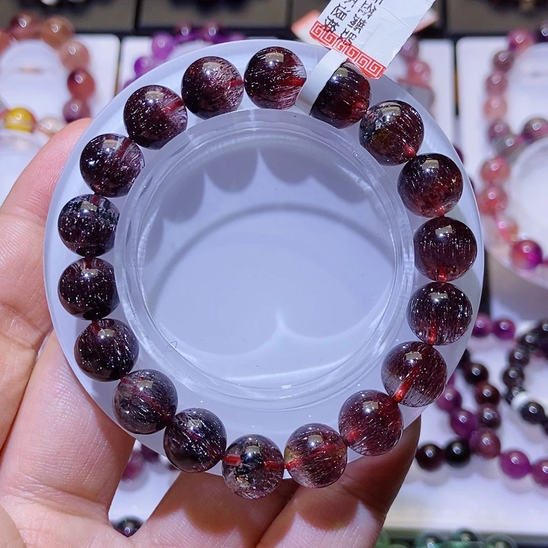 未镶嵌手链水晶黑红超七11